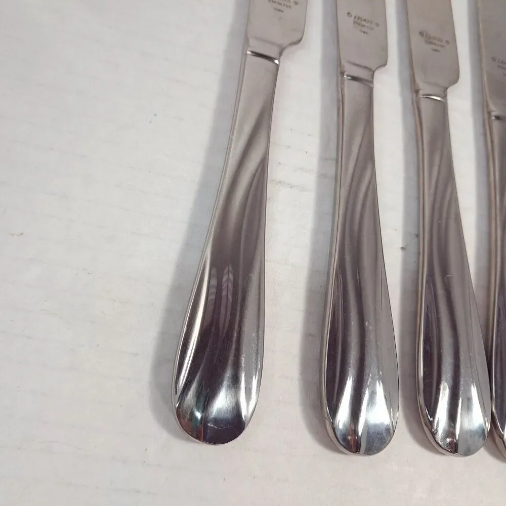 Lenox POOL Dinner Knives SET 4 Stainless 18/10 Flatware steak knife‎ wavy lines